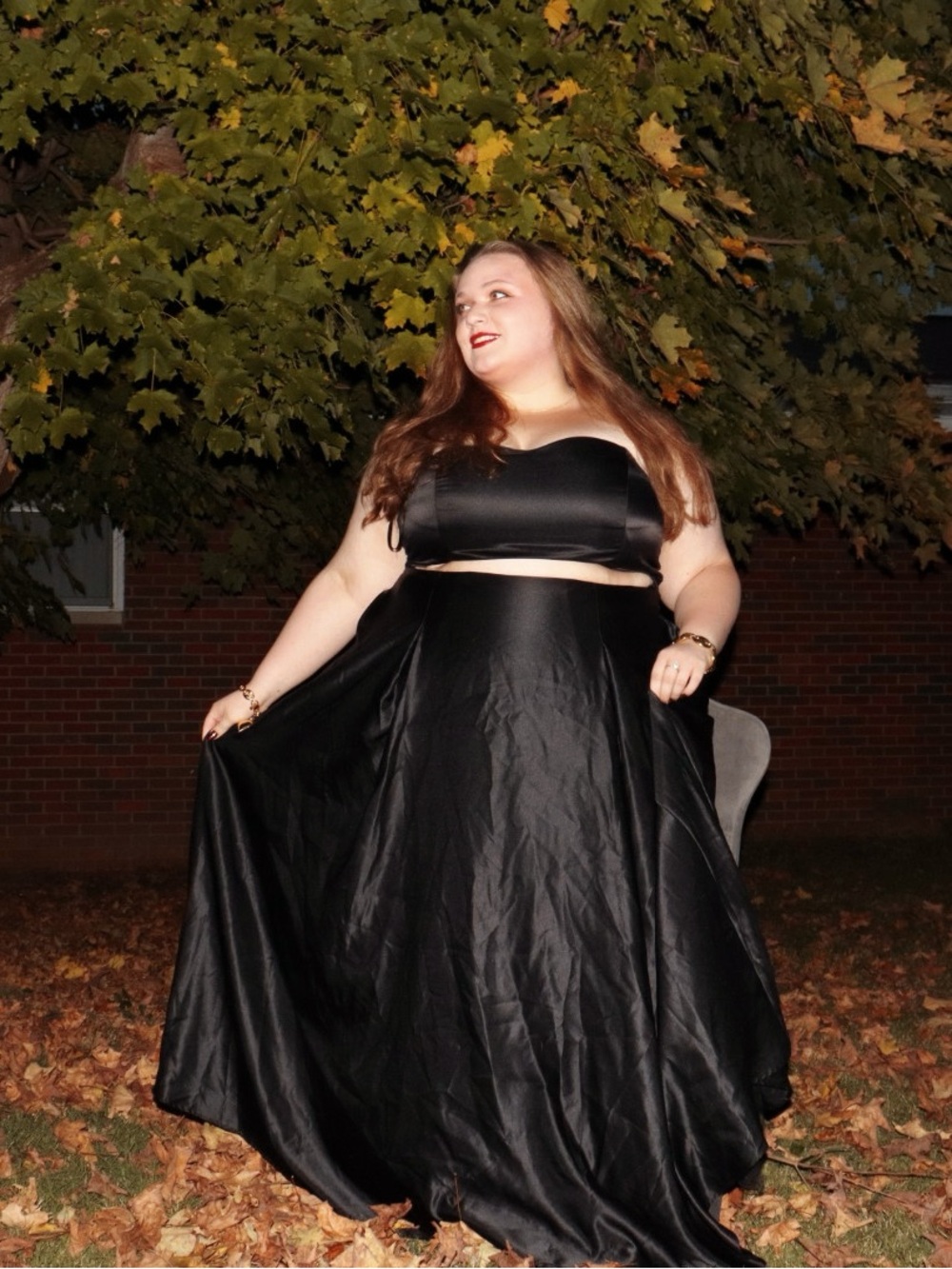 Black Strapless Sweetheart Evening Gown with cutout under bust
